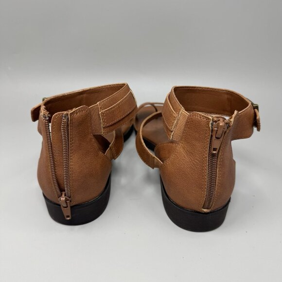 Frye And Co. Tallu Cognac Brown Back Zip Sandals Women's Size 9.5 - Picture 6 of 8